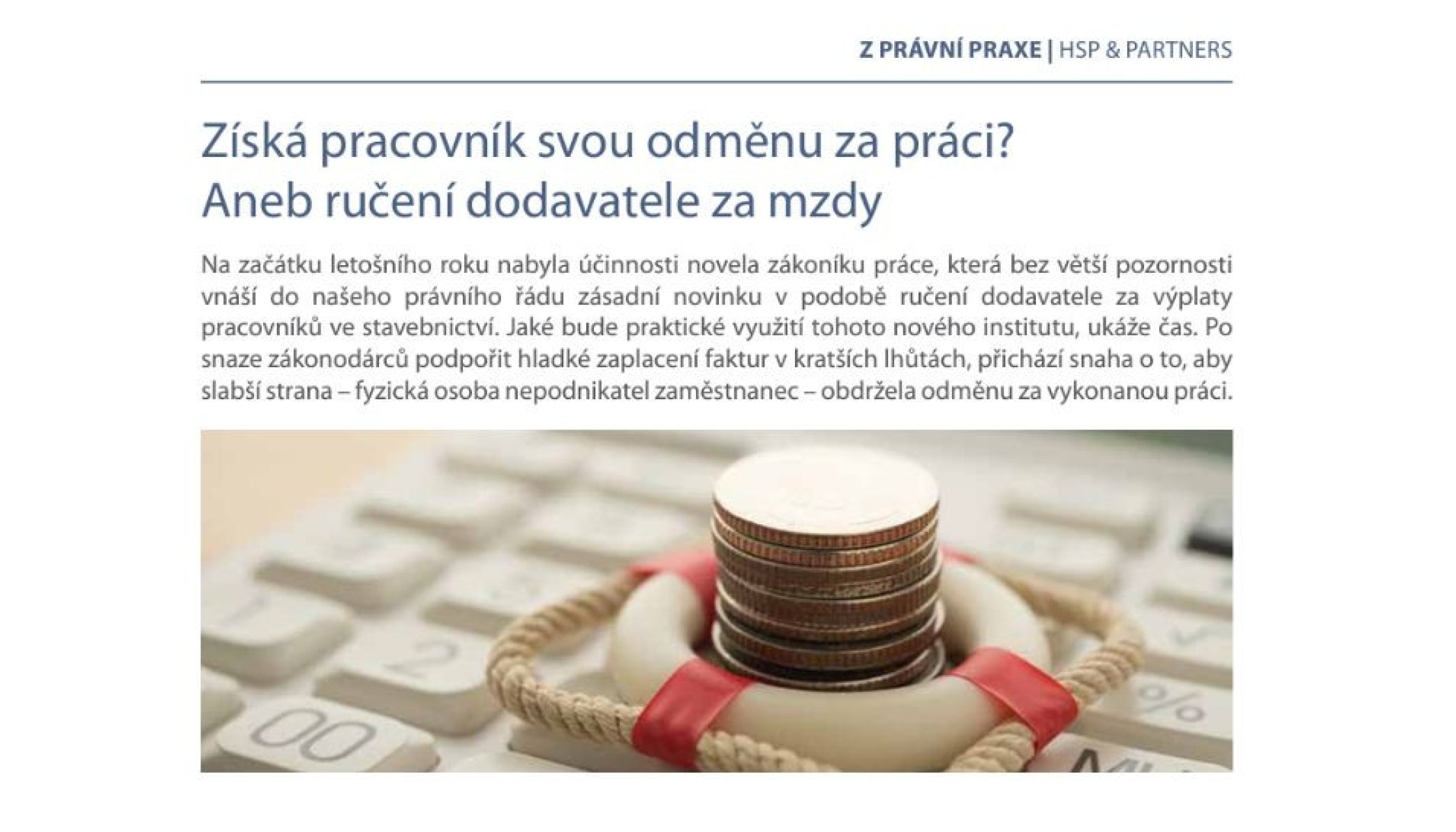 Magazín e-pravo.cz 01/2024: Získá pracovník svou odměnu za práci? Aneb ručení dodavatele za mzdy